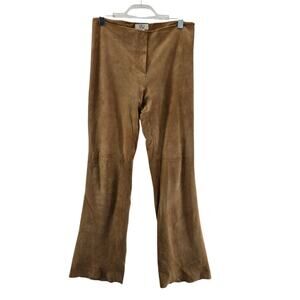 VS2 Vakko Goat Suede Pants Women 6 8 Tan Bootcut Flare Coastal Cowgirl Moto Boho